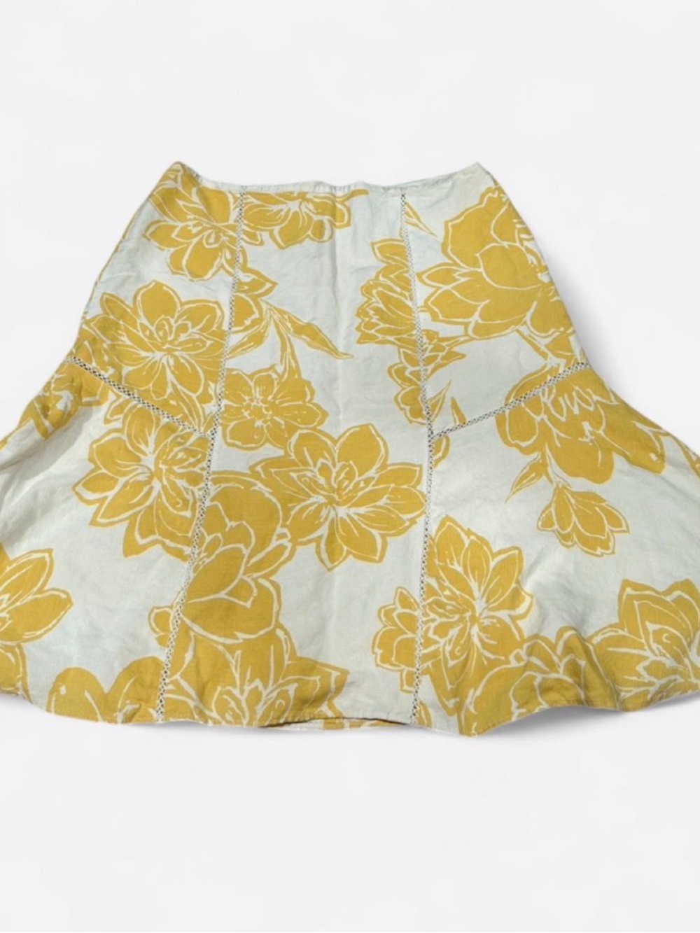 Ann Taylor Yellow Floral A-Line Skirt
